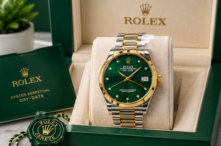 Rolex Day-Date Green Dial Two-Tone Watch